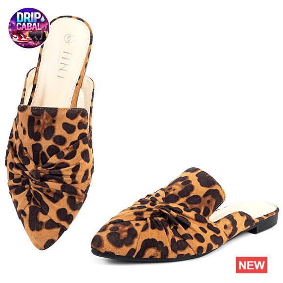 Suede Mules with Memory Foam Insole Pointed Toe Flat Slip-On Loafers